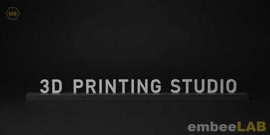3D-Schriftzug 3D PRINTING STUDIO als Beispiel — kleinere Buchstabengroesse, einfarbig in DIN-Schrift