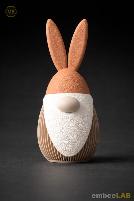 Nori Oster-Gnom mit Hasenohren – 3D-gedruckte Dekoration von embeeLAB