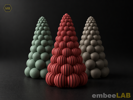 Kugelbaum-Trio Weihnachtsdeko im Bobble-Stil – Hauptansicht