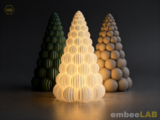 Kugelbaum-Trio Weihnachtsdeko im Bobble-Stil – Detailansicht