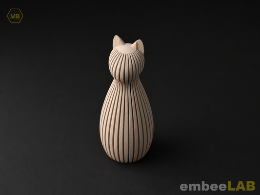 Kuro Katzen-Skulptur gerippt – Detailansicht